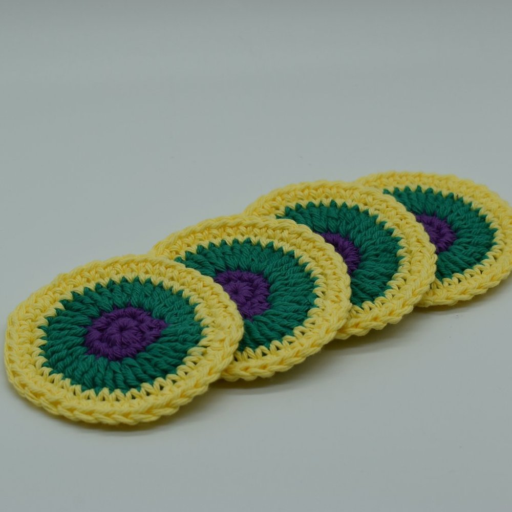 Hand Crafted Crochet coasters set of four - Picture 2 of 5